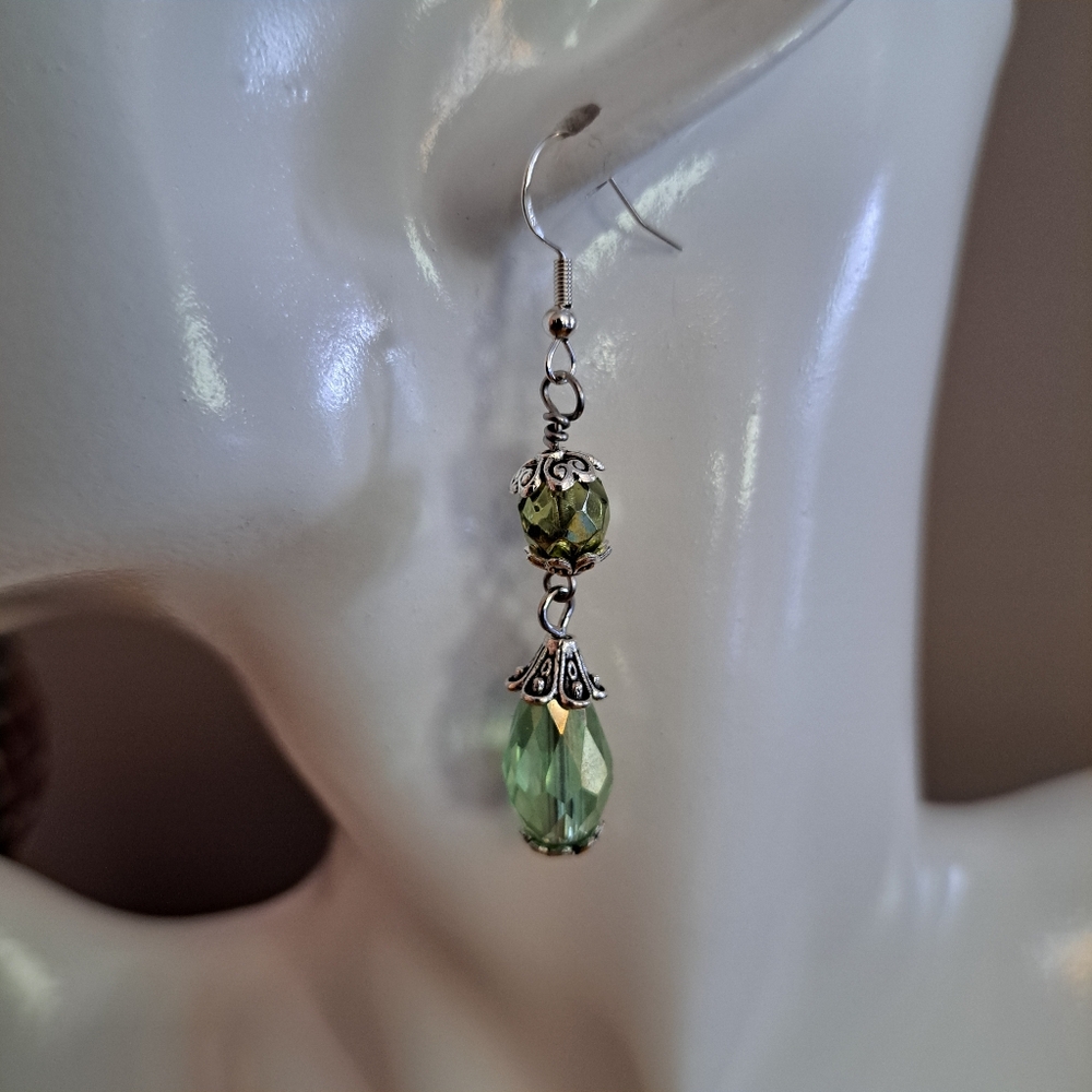 Handmade Crystal Dangle Earrings in Silver